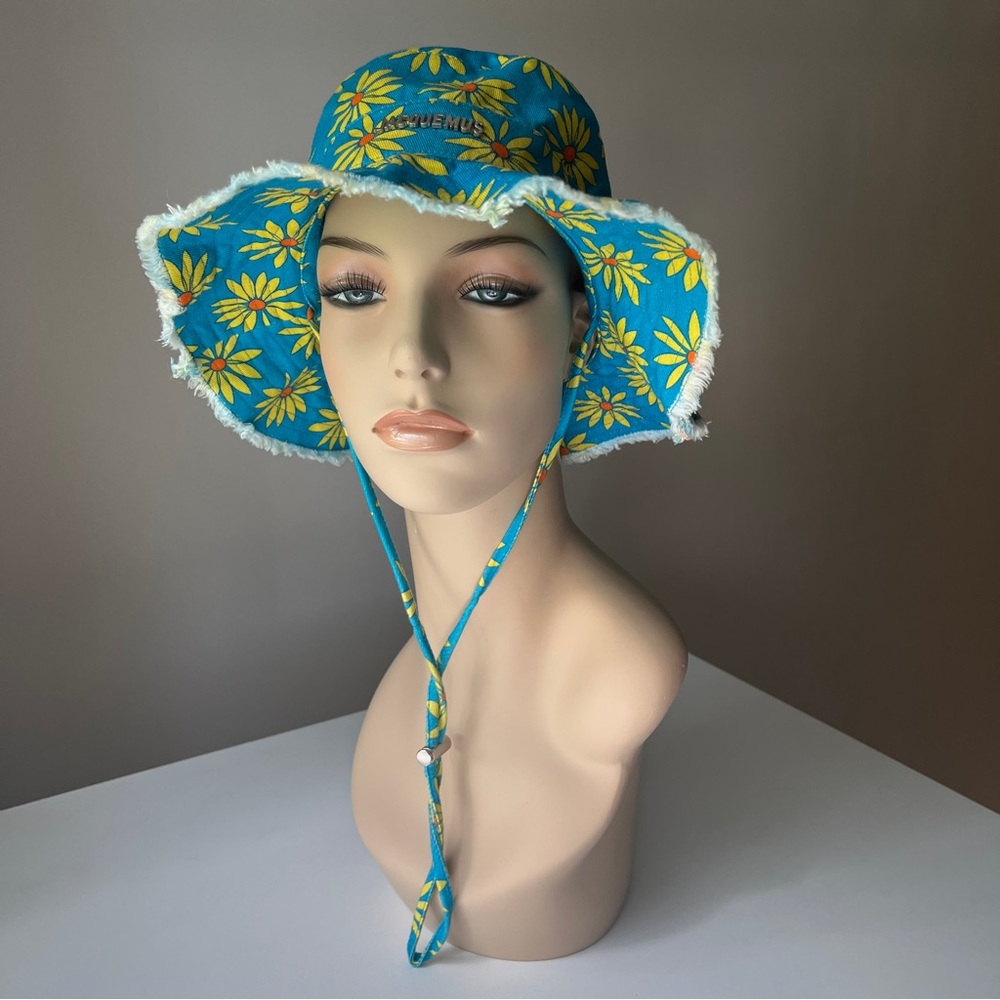 Jacquemus Blue and Yellow Floral Sun Hat